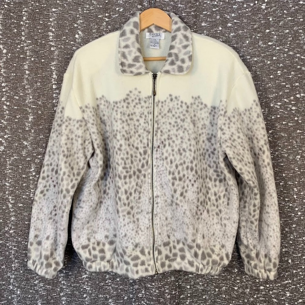 Vintage‎ 90's Teddi Full Zip Fleece Sweater Jacket Cottagecore Women's Medium